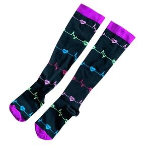Compression Socks Knee High Colorful Heart Rhythm